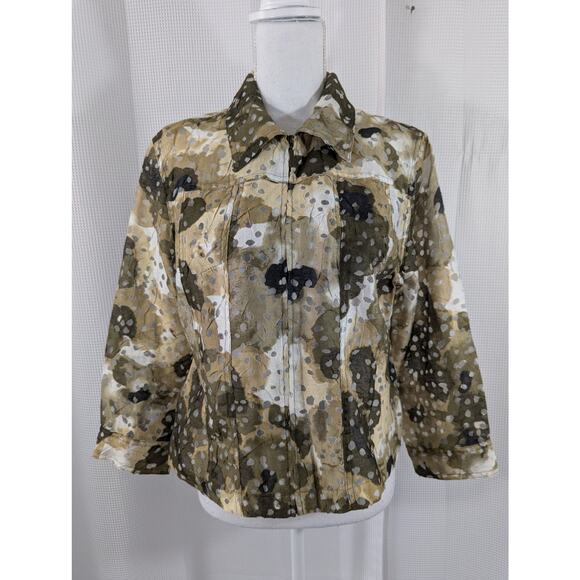 NWOT! RUBY RD. FAVORITES! FALL LEAVES ABSTRACT W/ SHEER "DROPS" JACKET! SZ 10 - Picture 4 of 10